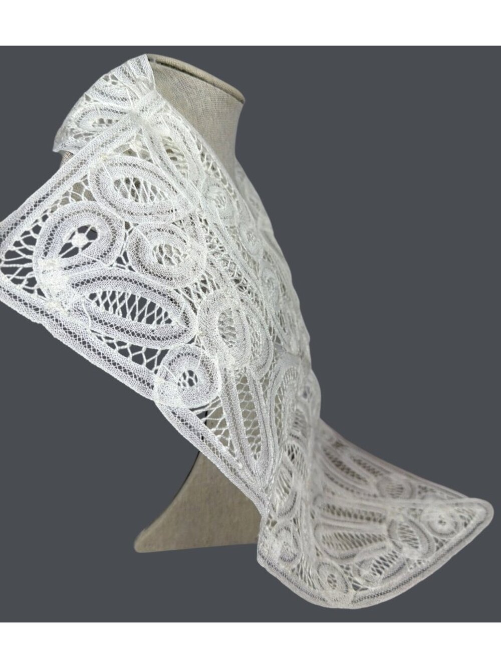 Brussels Belgian Lace Collar Bridal Dress Front Yoke Victorian Cottagecore VTG - Picture 3 of 16